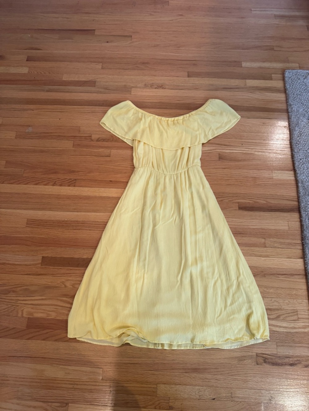 Charles Henry Sunlit Yellow Off-the-Shoulder Midi Dress